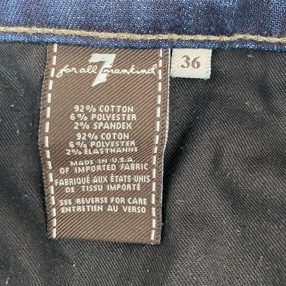 7 For All Mankind Men's Blue Jeans Size 36 Blue Breett Stretch Distressed Bottom - Picture 3 of 12